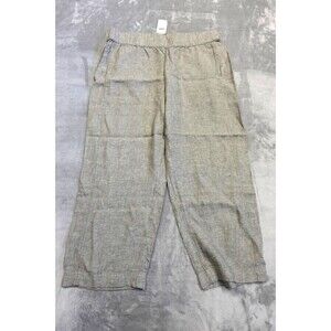 NWT Pure J.Jill Linen Wide Leg Crop Pants Plus Size LT Sand Pull On Pockets